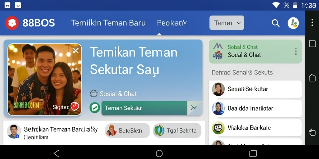 Tampilan antarmuka utama 88BOS untuk mencari teman baru.