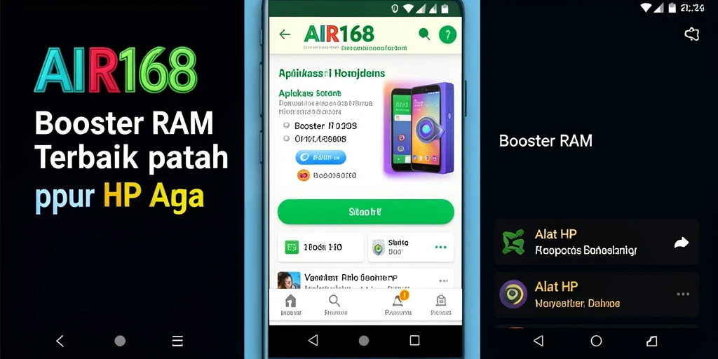 Antarmuka aplikasi AIR168 dengan fitur Booster RAM yang intuitif.