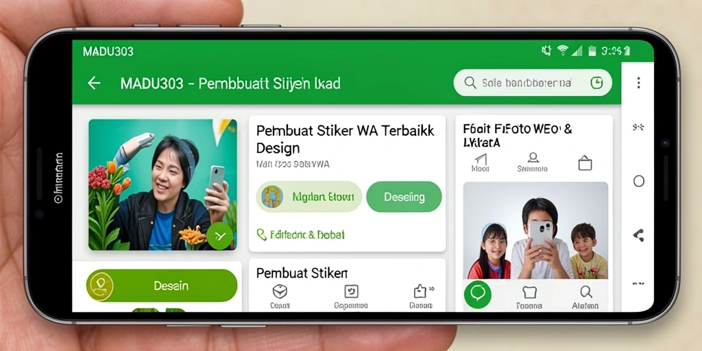 Antarmuka pengguna <strong>MADU303</strong> saat membuat stiker WA yang kreatif.