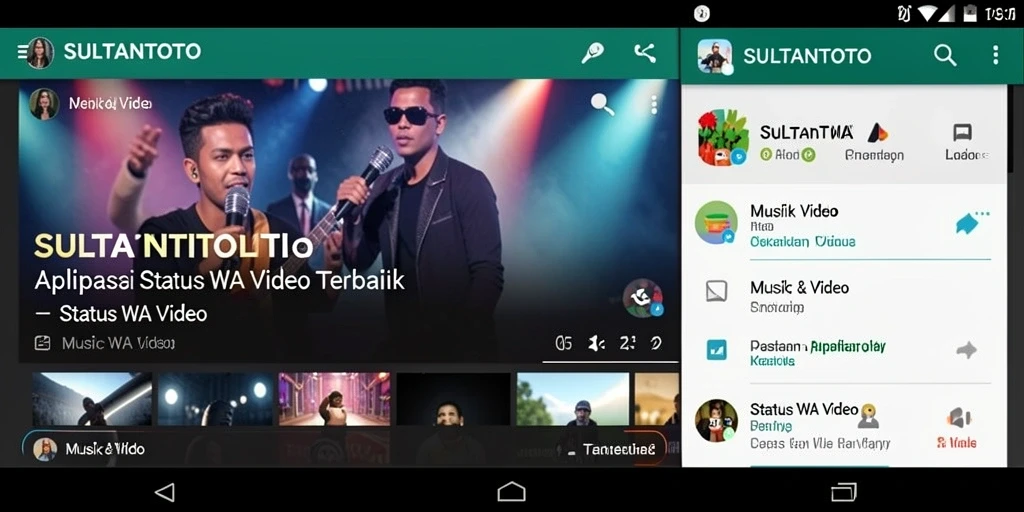 Antarmuka SULTANTOTO menampilkan koleksi video status yang menarik.